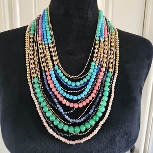 Stella & Dot Multicolor Beaded Waterfall Bibb Statement Necklace